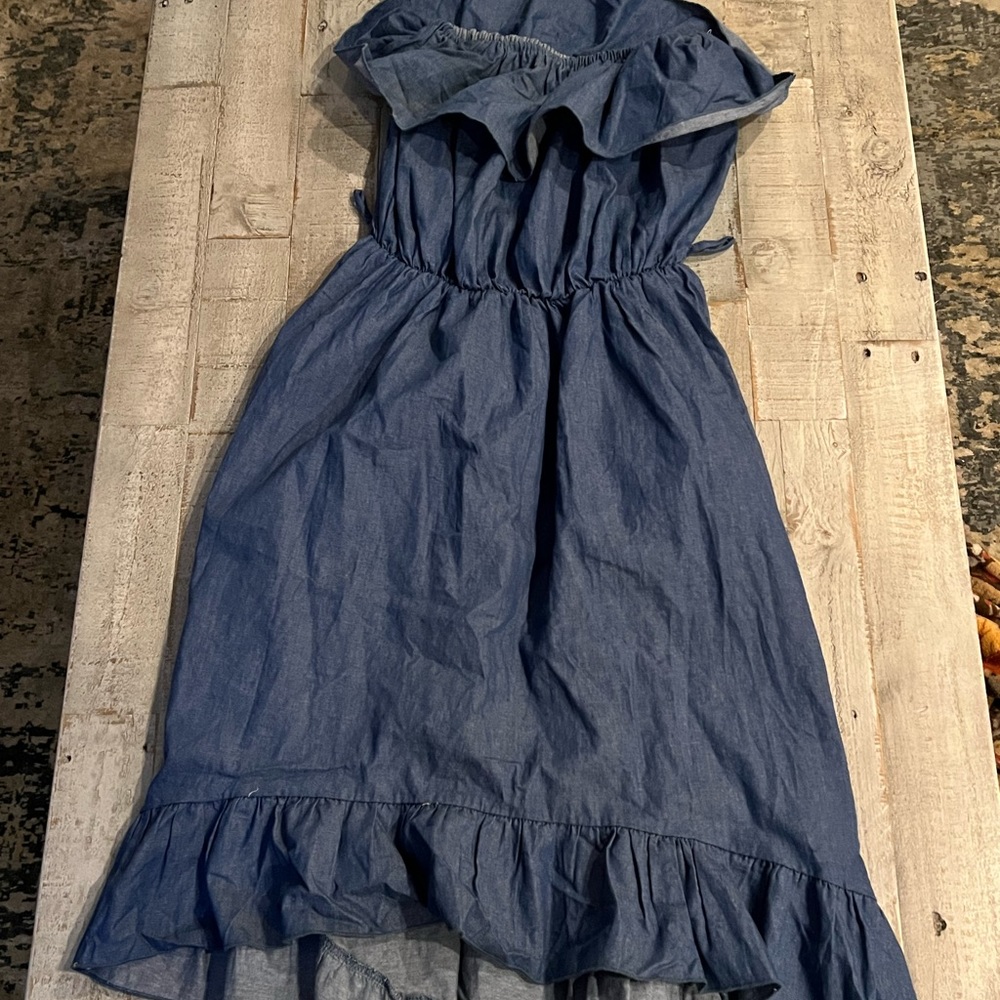 Women’s DGNY Medium Blue Cotton Strapless Dress